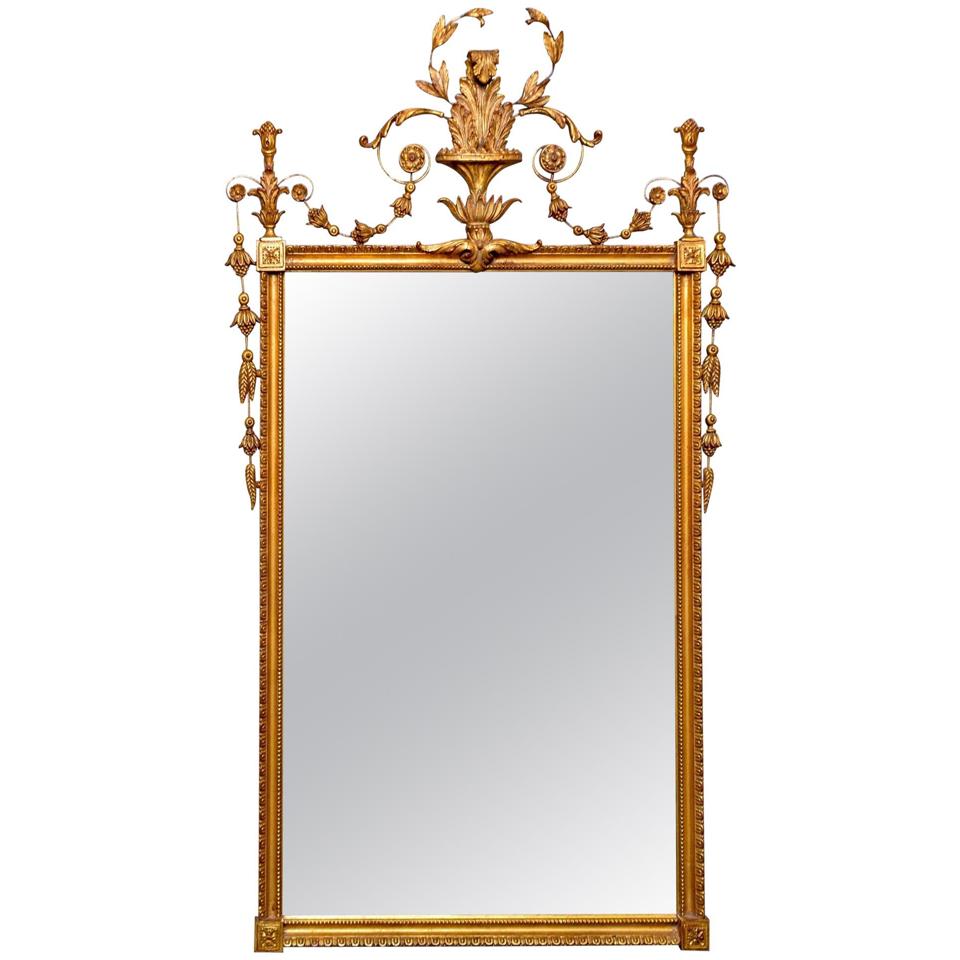 Vintage Giltwood Mirror with Fancy Crest