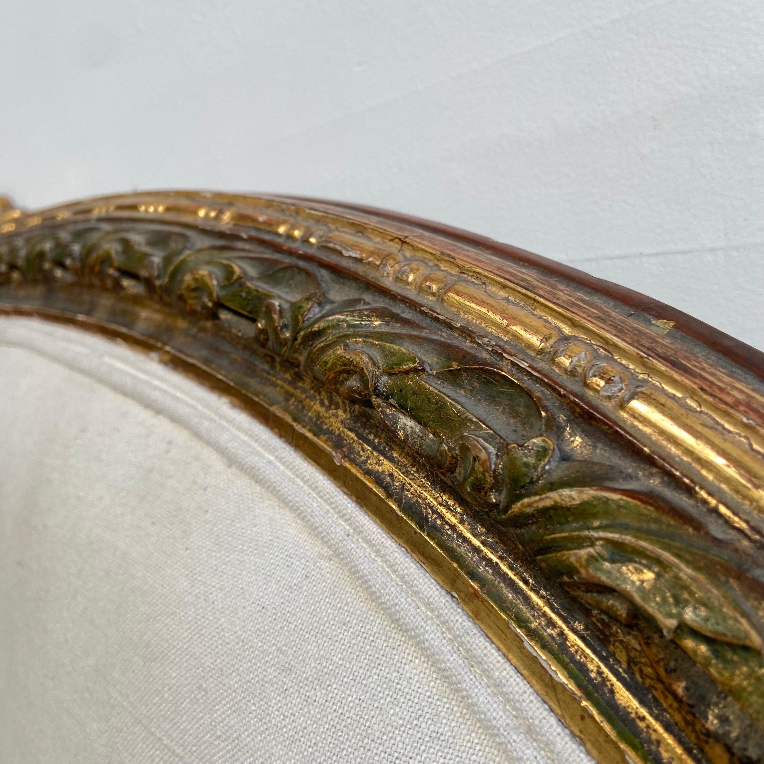 Vintage Giltwood Queen Size French Upholstered Headboard 1