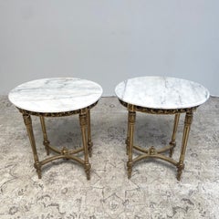 Vintage Giltwood Round Table with Marble Top