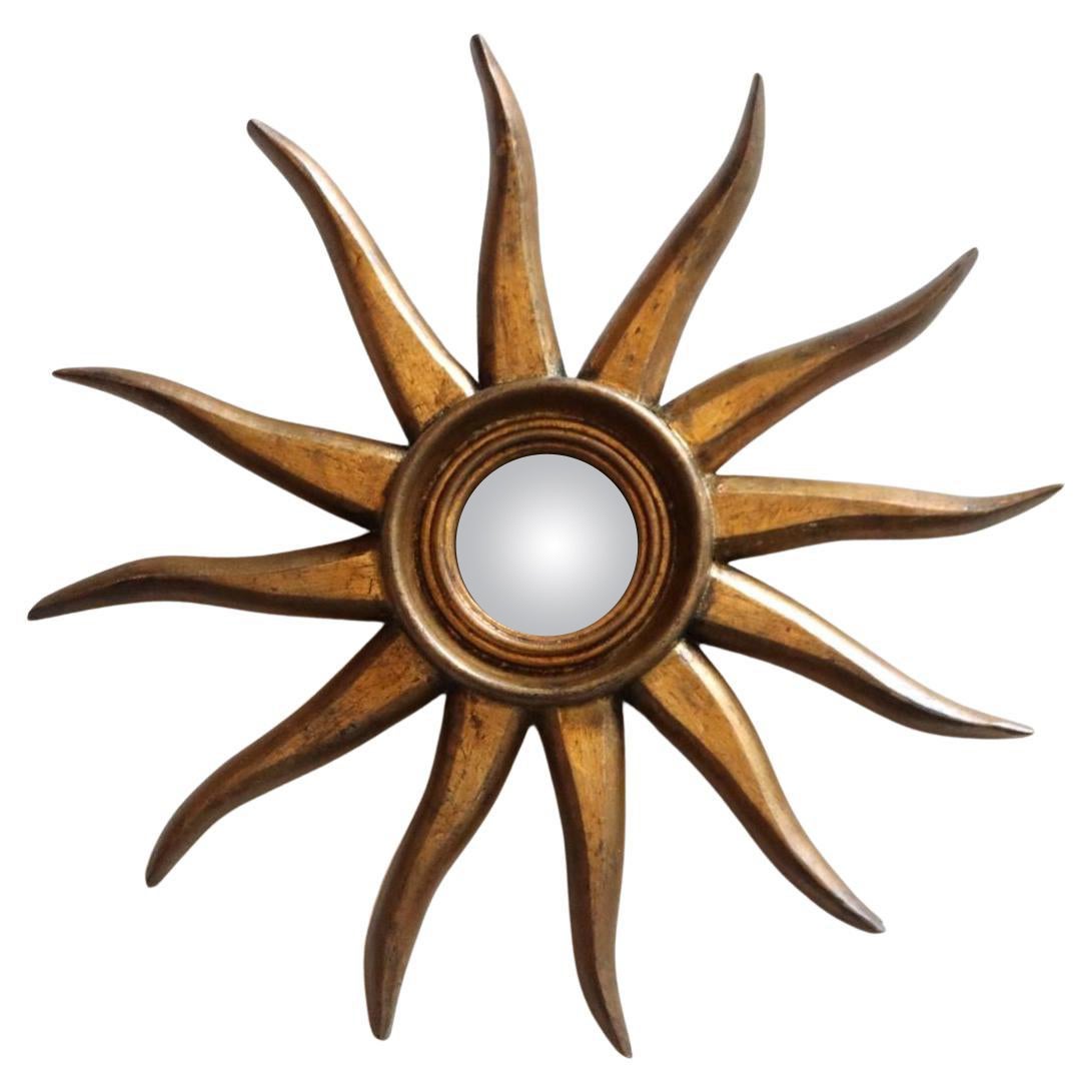 Vintage Giltwood Sunburst Soleil Konvexer Wandspiegel