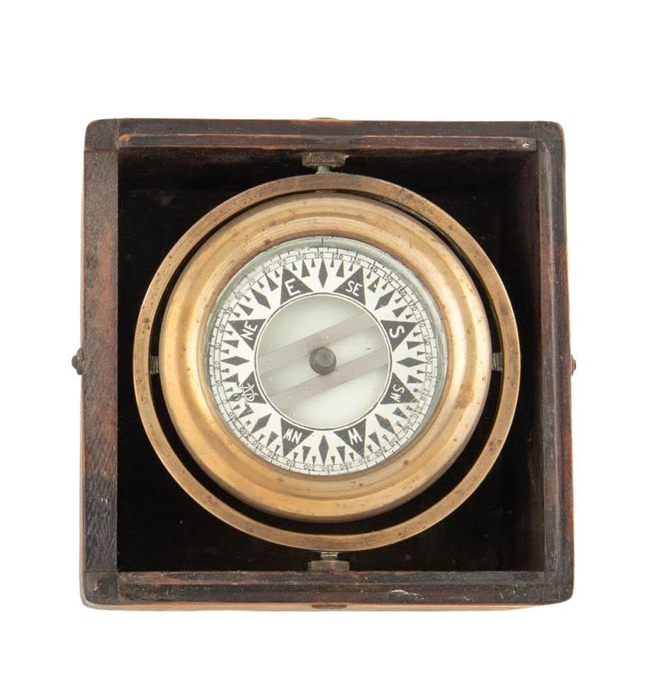 Vintage Gimbal-Mounted Compass by Wilcox, Crittenden & Co. In Fair Condition In Colorado Springs, CO