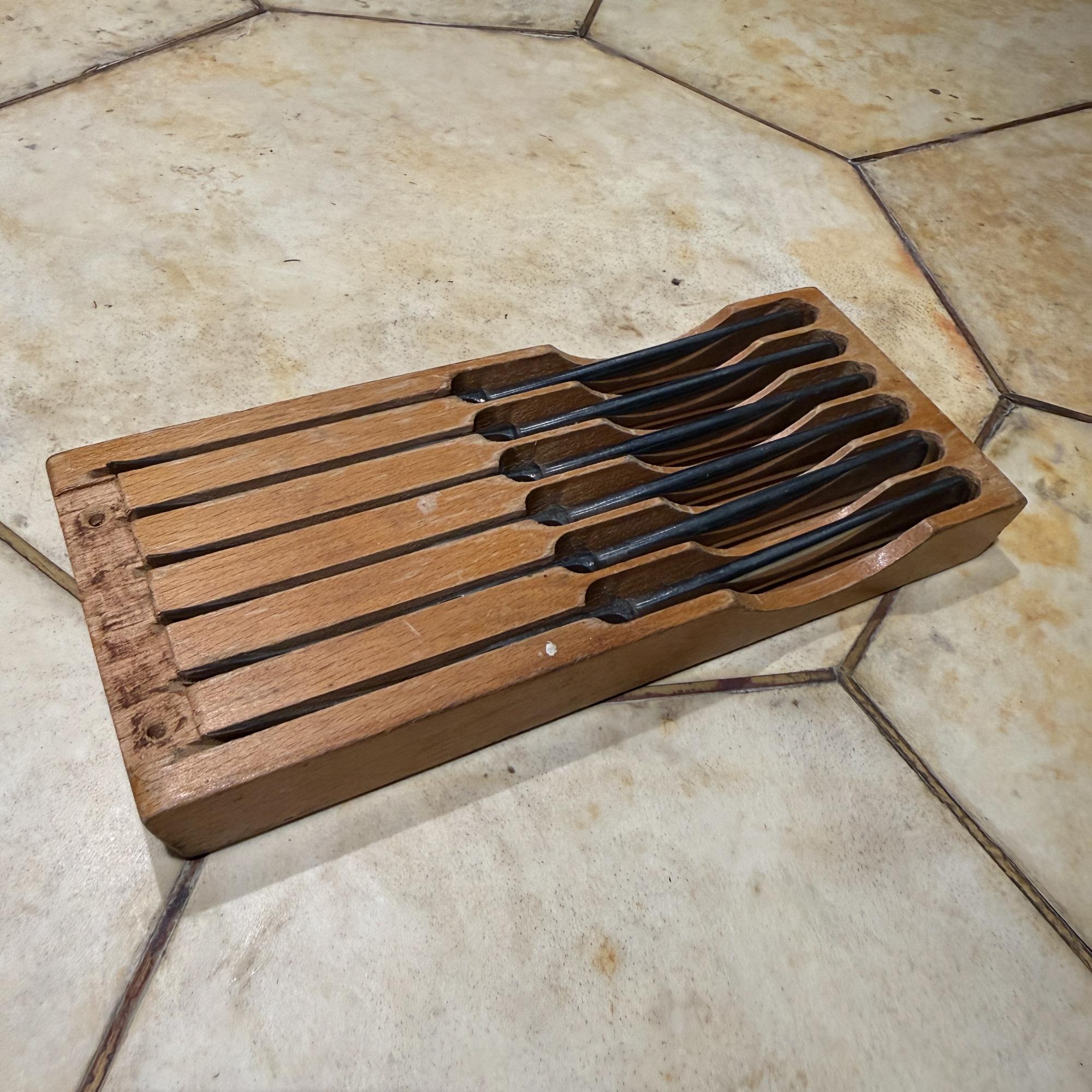 Coltelli da bistecca vintage della Gimbel Brothers Sheffield  Set di 6 pezzi in stile Mid-Century Modern in vendita 3