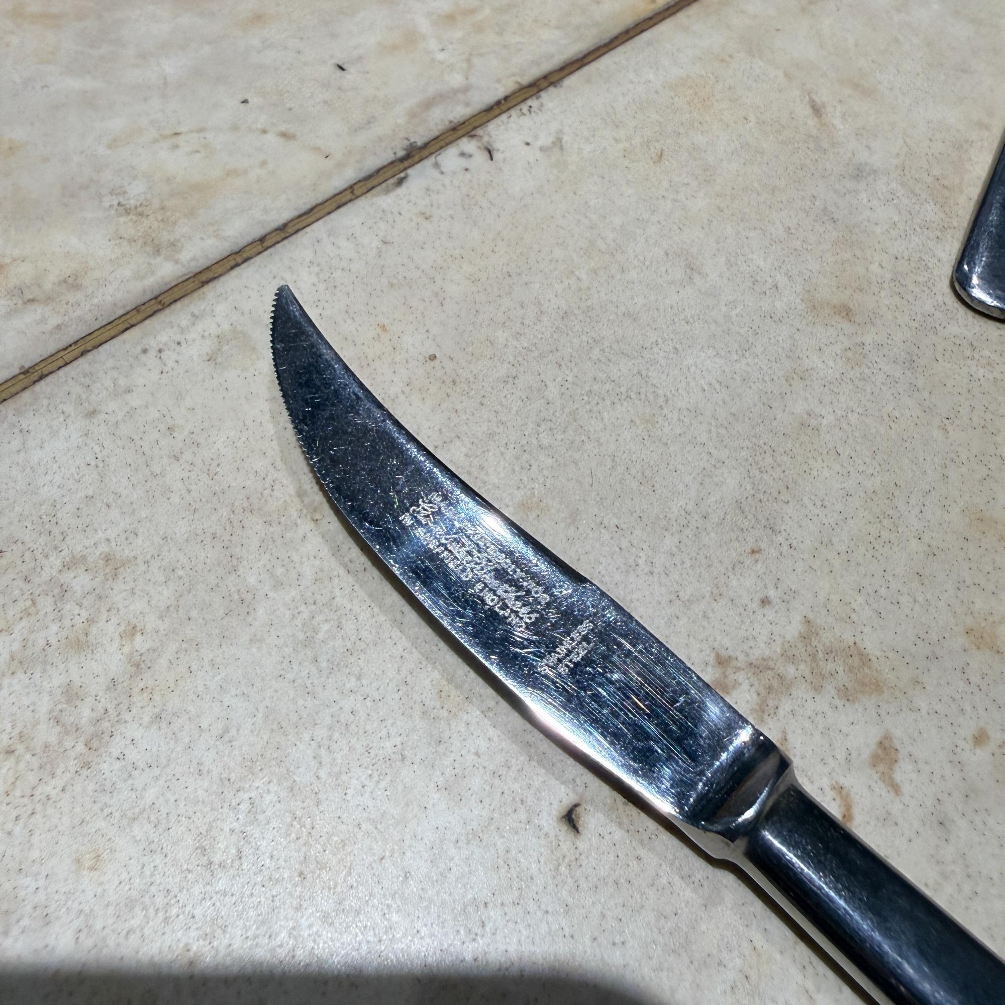 Coltelli da bistecca vintage della Gimbel Brothers Sheffield  Set di 6 pezzi in stile Mid-Century Modern In condizioni deteriorate in vendita a Chula Vista, CA