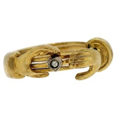 Vintage Gimmel Fede Ring Moveable Clasped Hands 8K Yellow Gold – Size 7.75