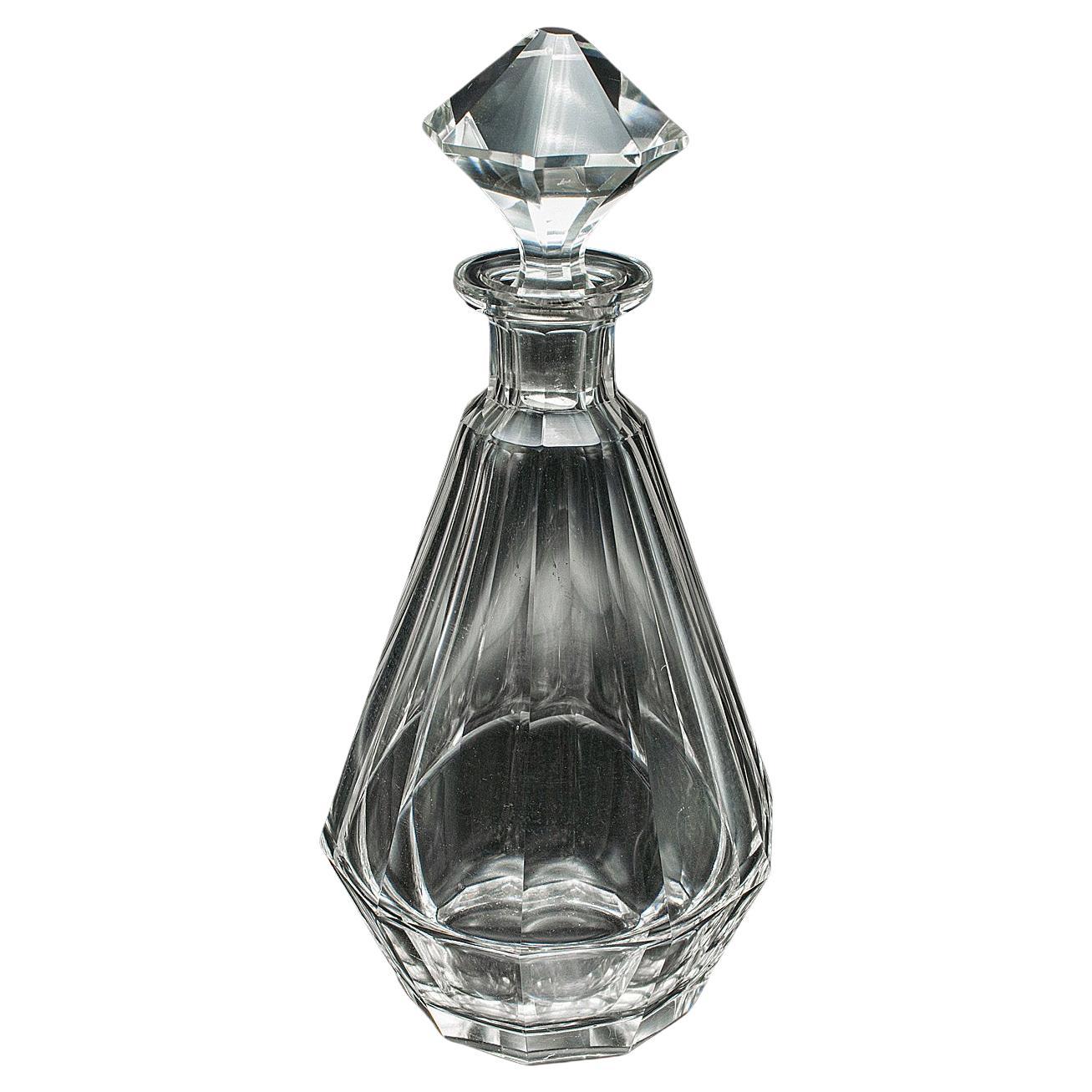 Vintage Gin Decanter, English, Cut Glass, Spirits, Liqueurs, Art Deco, C.1930