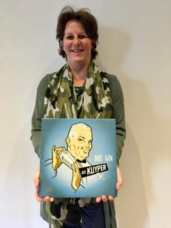 Vintage Gin Sign with bartender and cocktailshaker , Netherlands