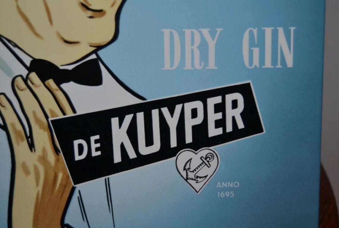 Vintage Gin Sign with bartender and cocktailshaker , Netherlands  In Good Condition For Sale In Antwerp, BE
