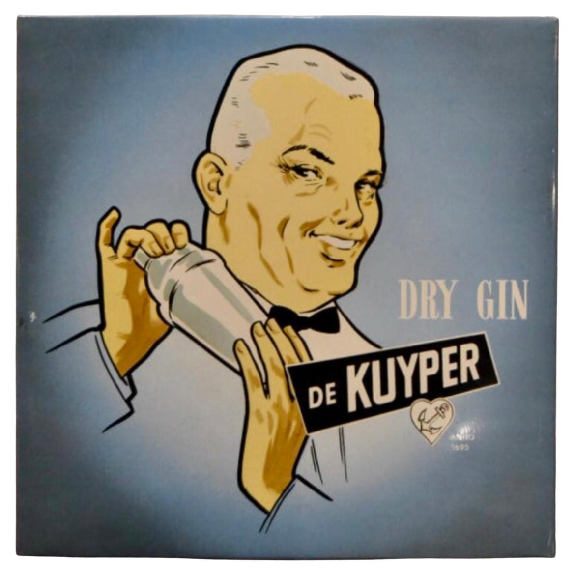 Vintage Gin Sign with bartender and cocktailshaker , Netherlands 