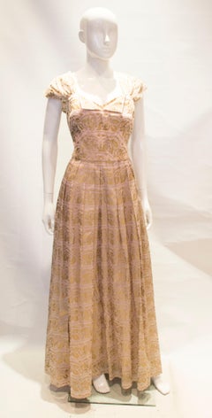 Vintage Gina Couture Pink and Gold Gown