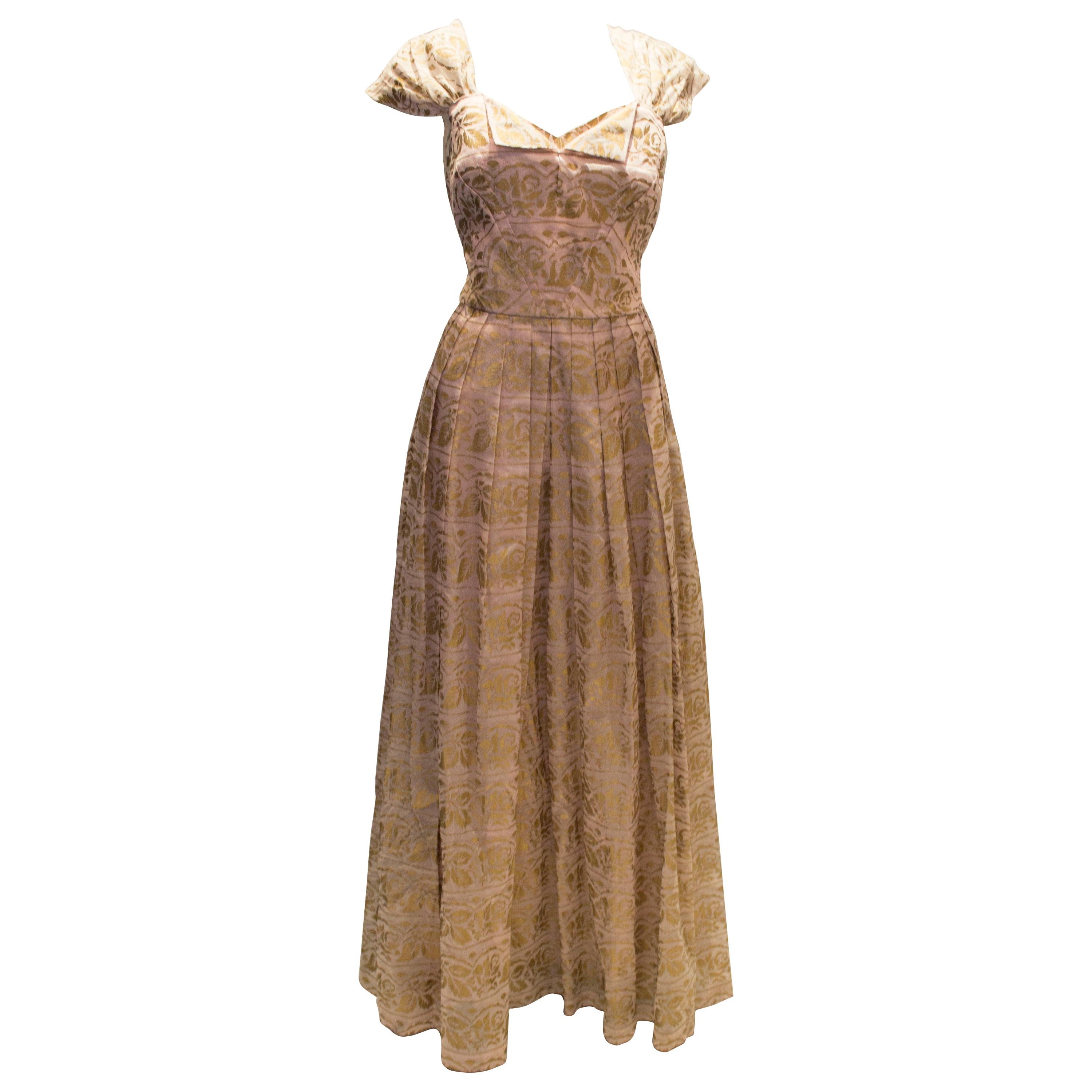 Gina Couture Vintage-Kleid in Rosa und Gold im Angebot