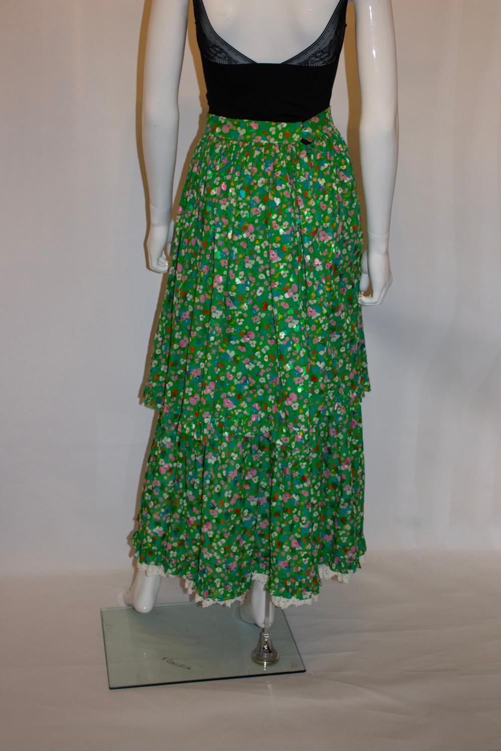 Vintage Gina Fratini Grüner geblümter Rock Damen im Angebot