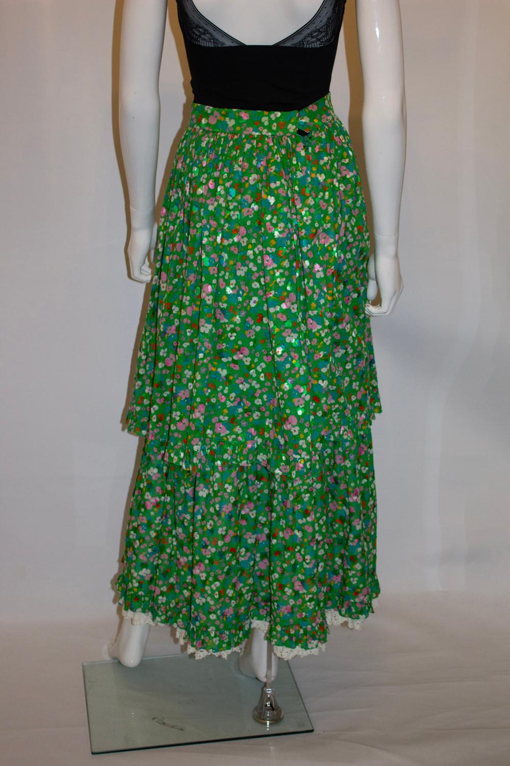 Vintage Gina Fratini Grüner geblümter Rock im Angebot 2