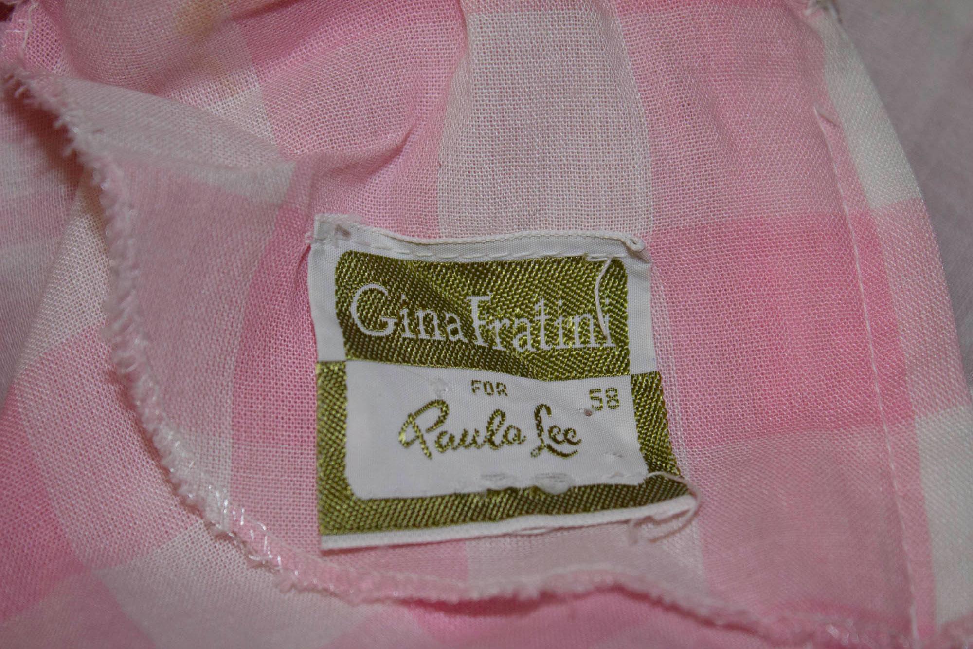 Vintage Gina Fratini Pink and White Prairie Dress In Good Condition For Sale In London, GB
