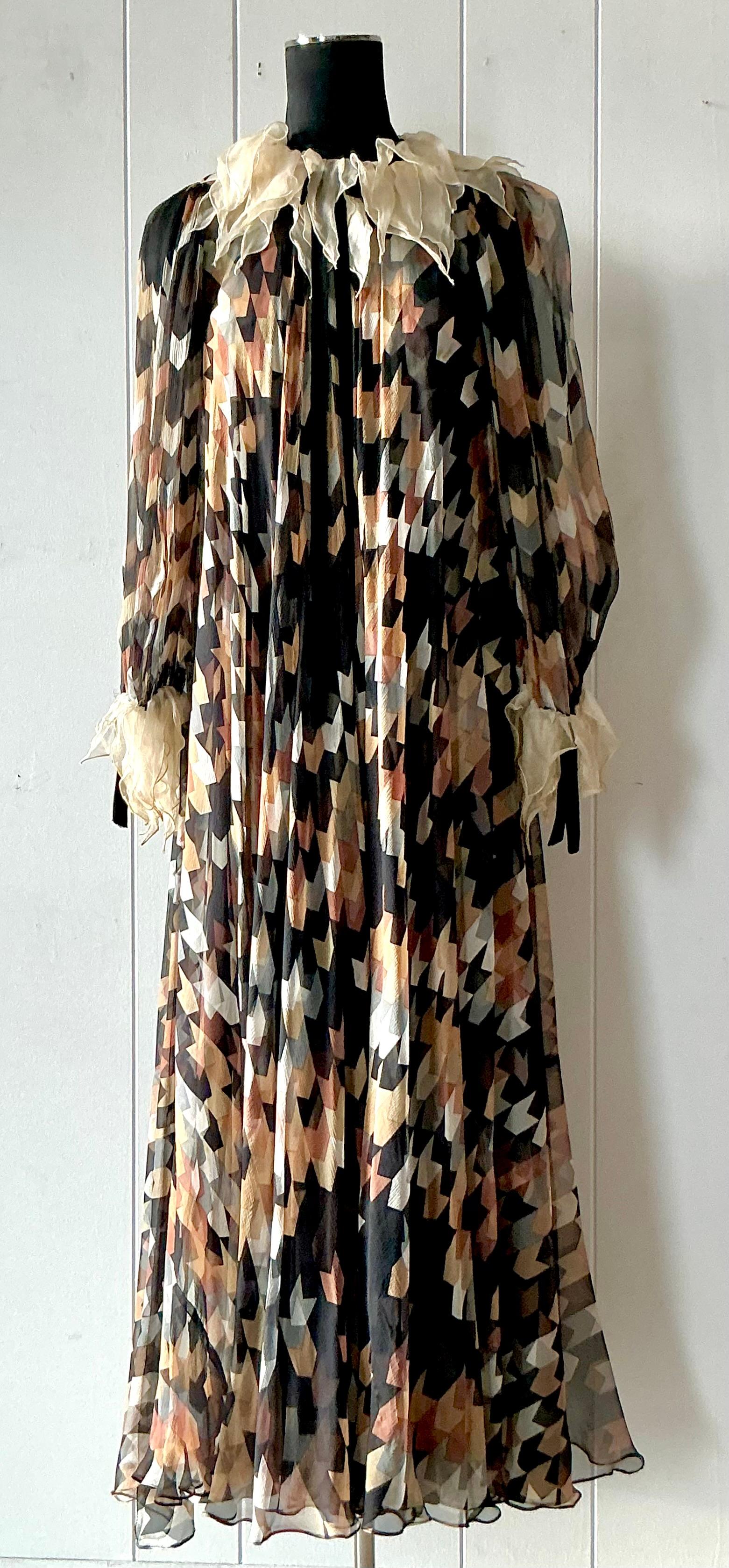 Nero Maxi abito vintage in seta di Gina Fratini in vendita