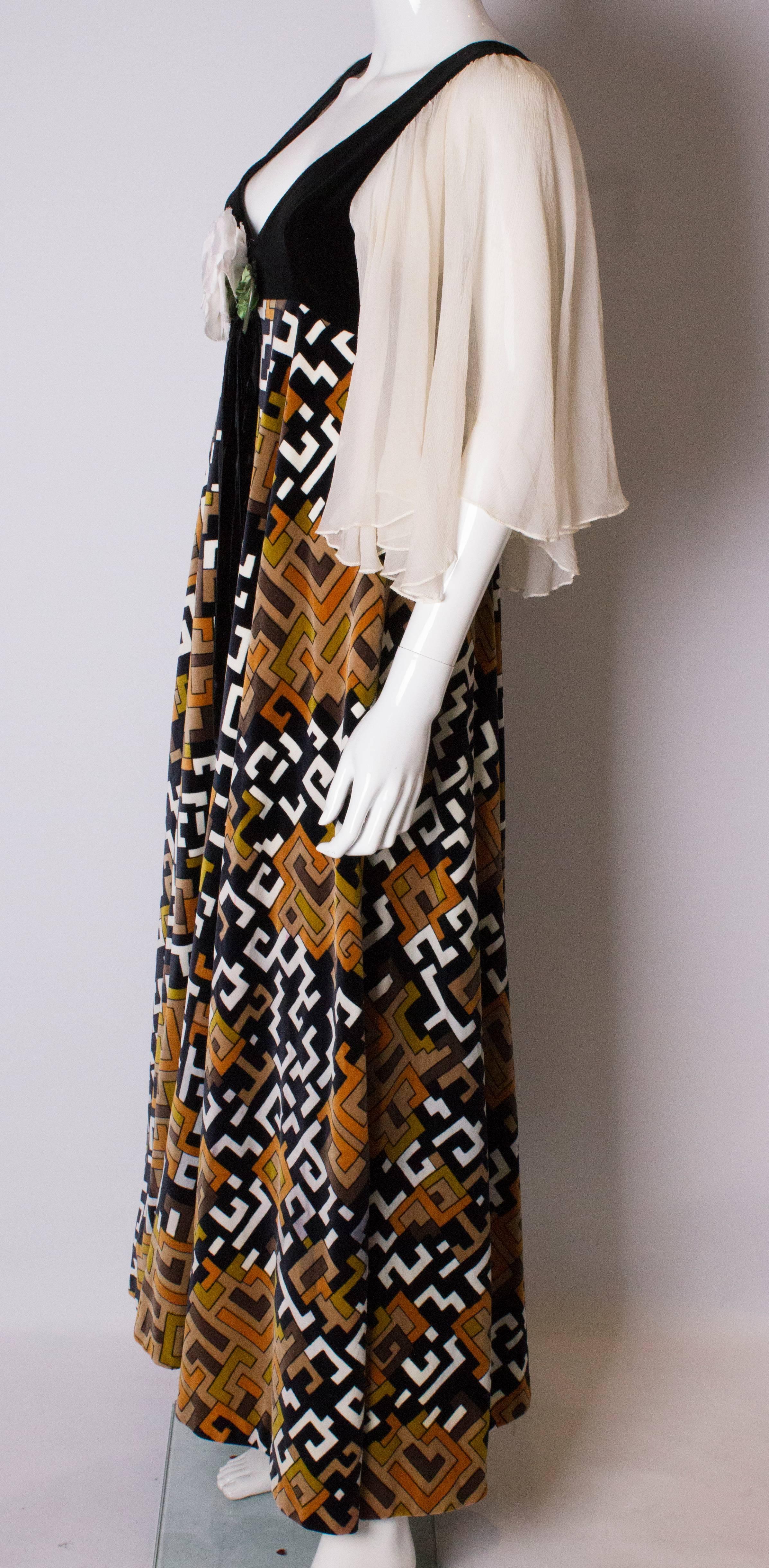 Black Vintage Gina Fratini Velvet and Silk Gown