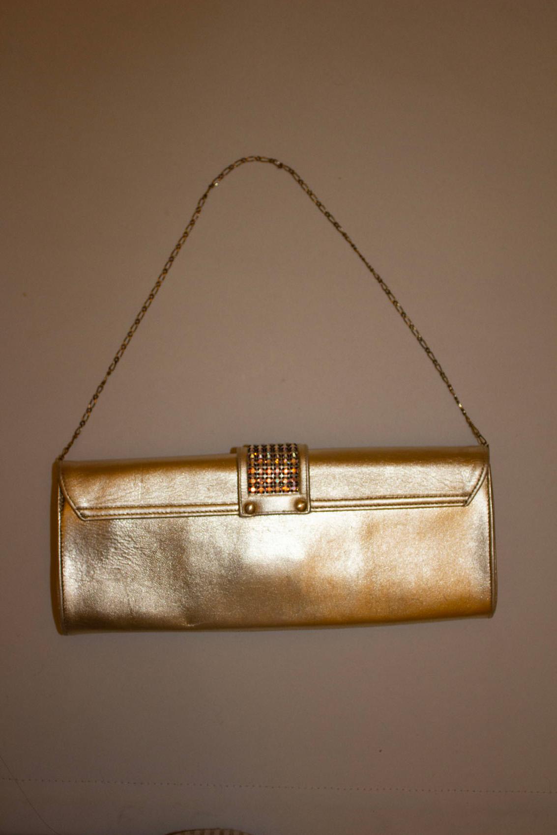 Women's or Men's Vintage Gina Gold and Diamante Bag For Sale