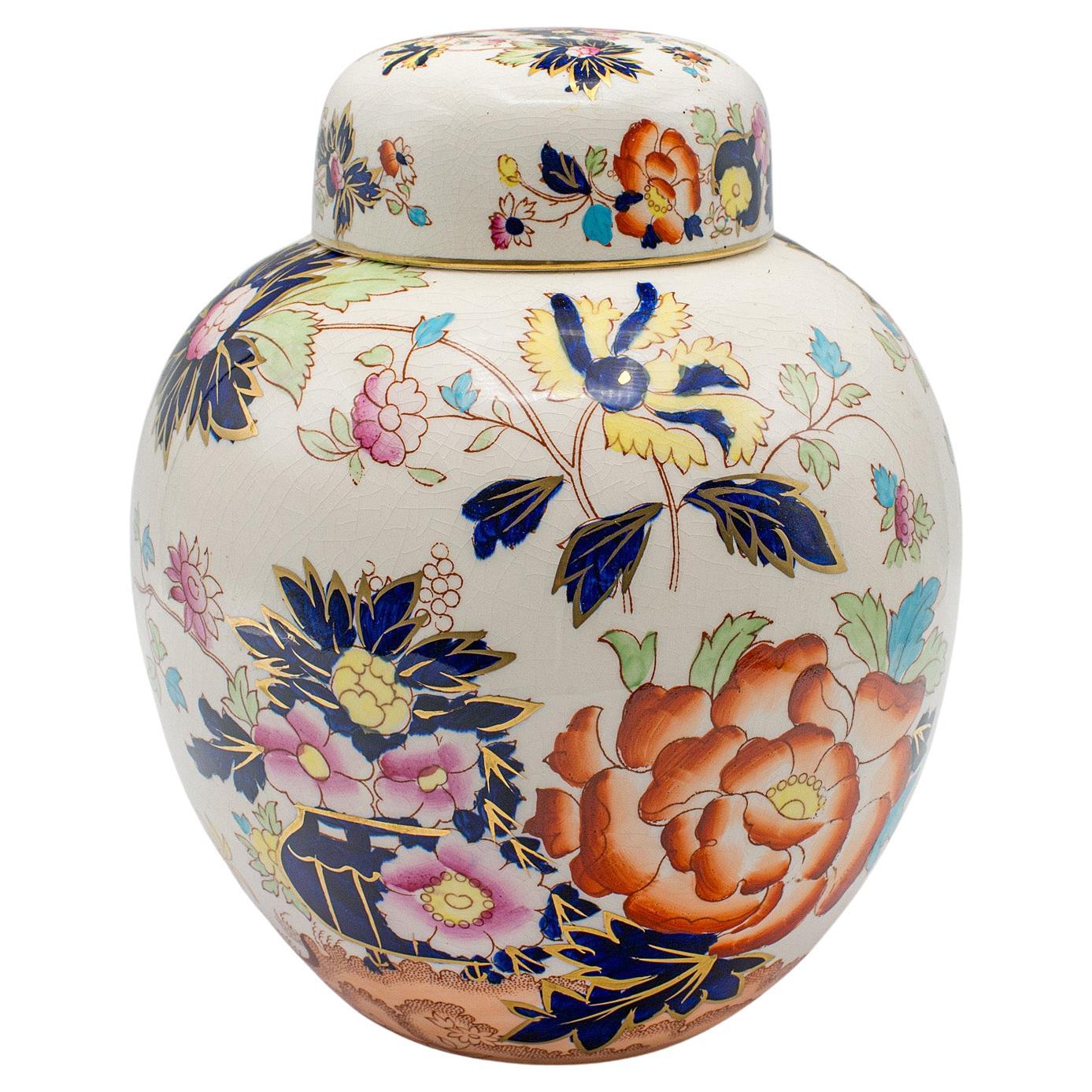 Vintage Ginger Jar, English, Ceramic, Decorative Spice Urn, Art Deco, Circa 1930 For Sale