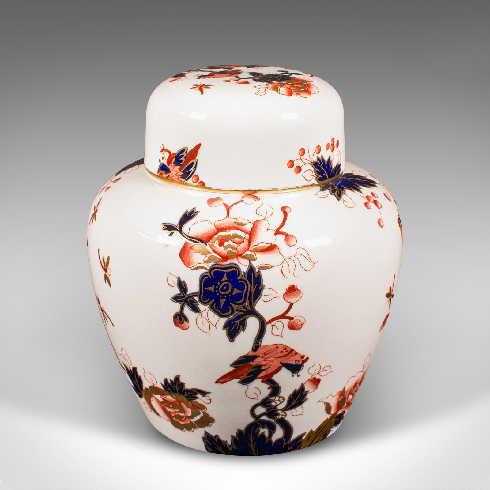 Mid-Century Modern Vintage Ginger Jar, English, Ceramic, Spice Pot, Decor, Coalport, Circa 1970