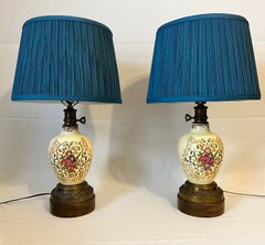 Used Ginger Jar Lamps in a Masons Nabob Style, a Pair with New Lamp Shades