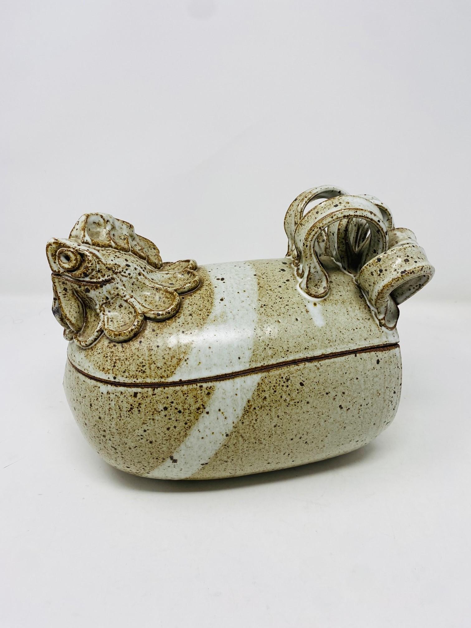 Vintage Ginny and Paul Anthony Studio Pottery Chicken Tureen For Sale 1