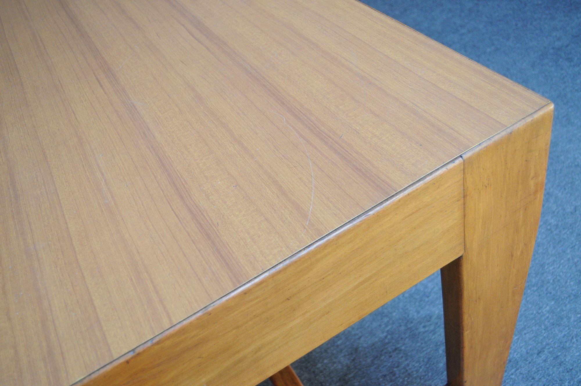 Vintage Gio Ponti BNL Writing Table / Desk in Italian Walnut, Beech and Brass For Sale 8