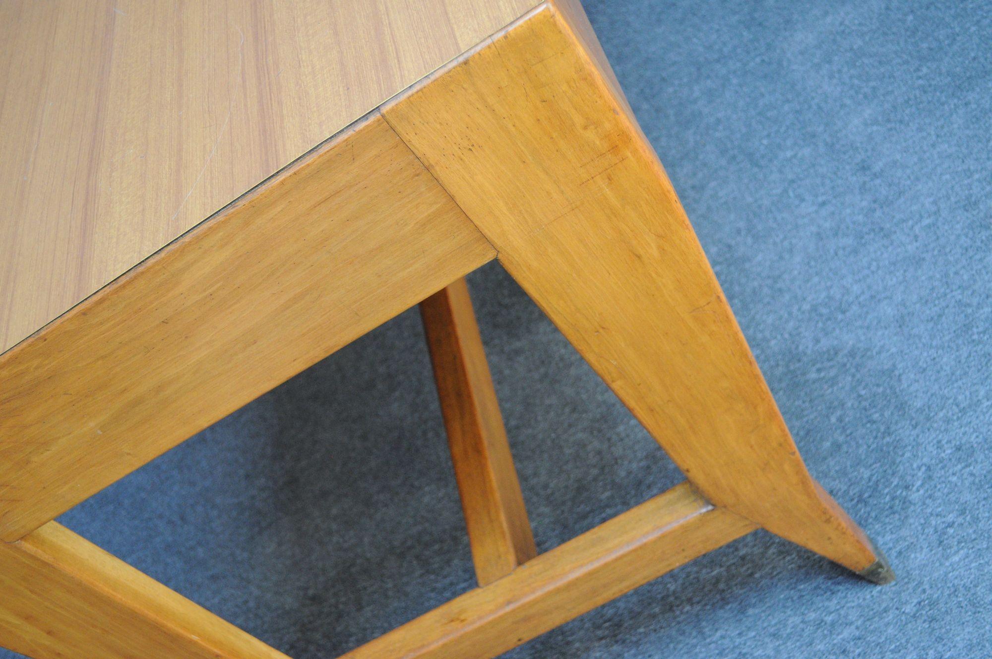 Vintage Gio Ponti BNL Writing Table / Desk in Italian Walnut, Beech and Brass For Sale 10
