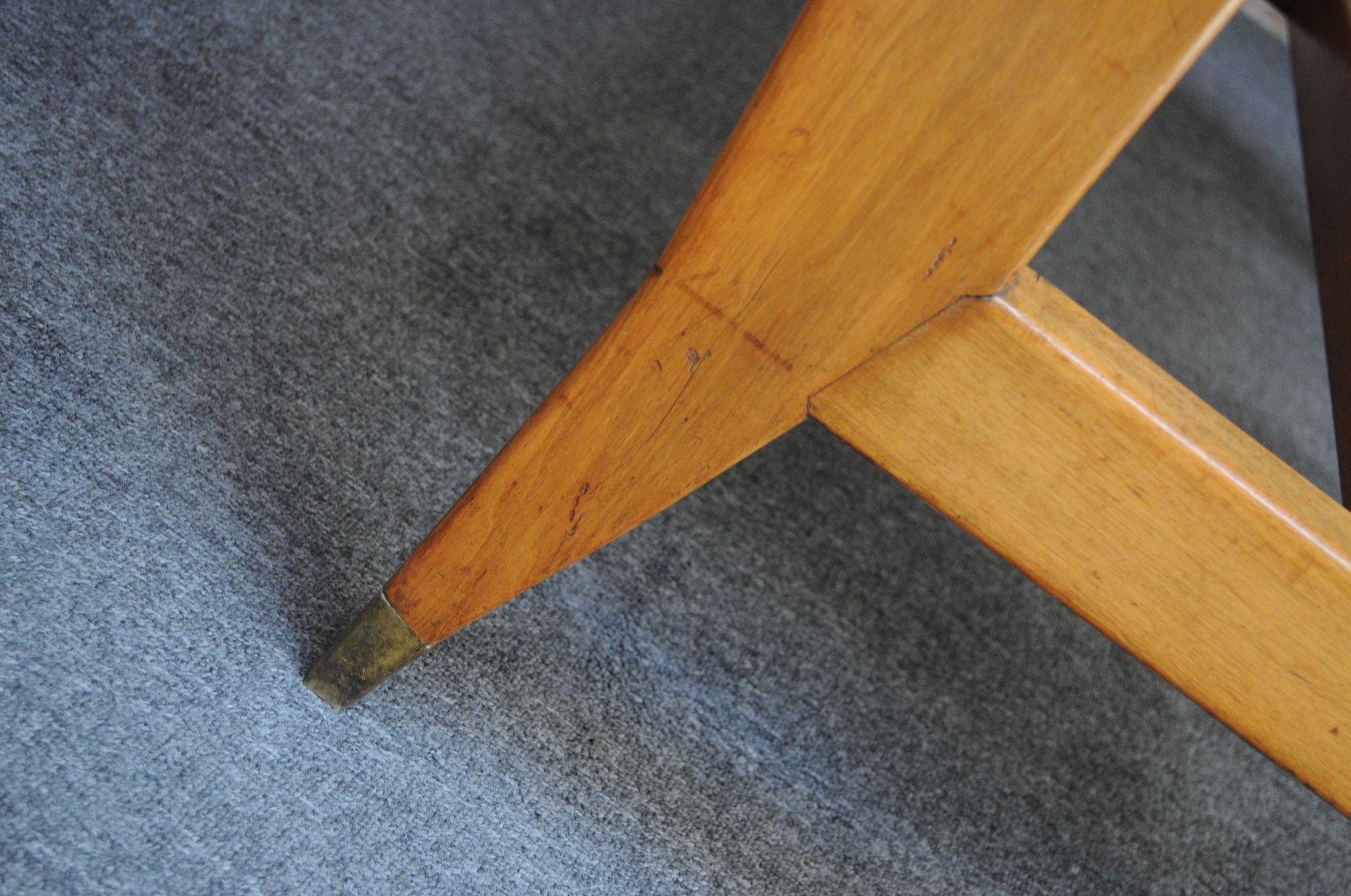 Vintage Gio Ponti BNL Writing Table / Desk in Italian Walnut, Beech and Brass For Sale 11