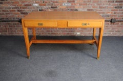 Vintage Gio Ponti BNL Writing Table / Desk in Italian Walnut, Beech and Brass