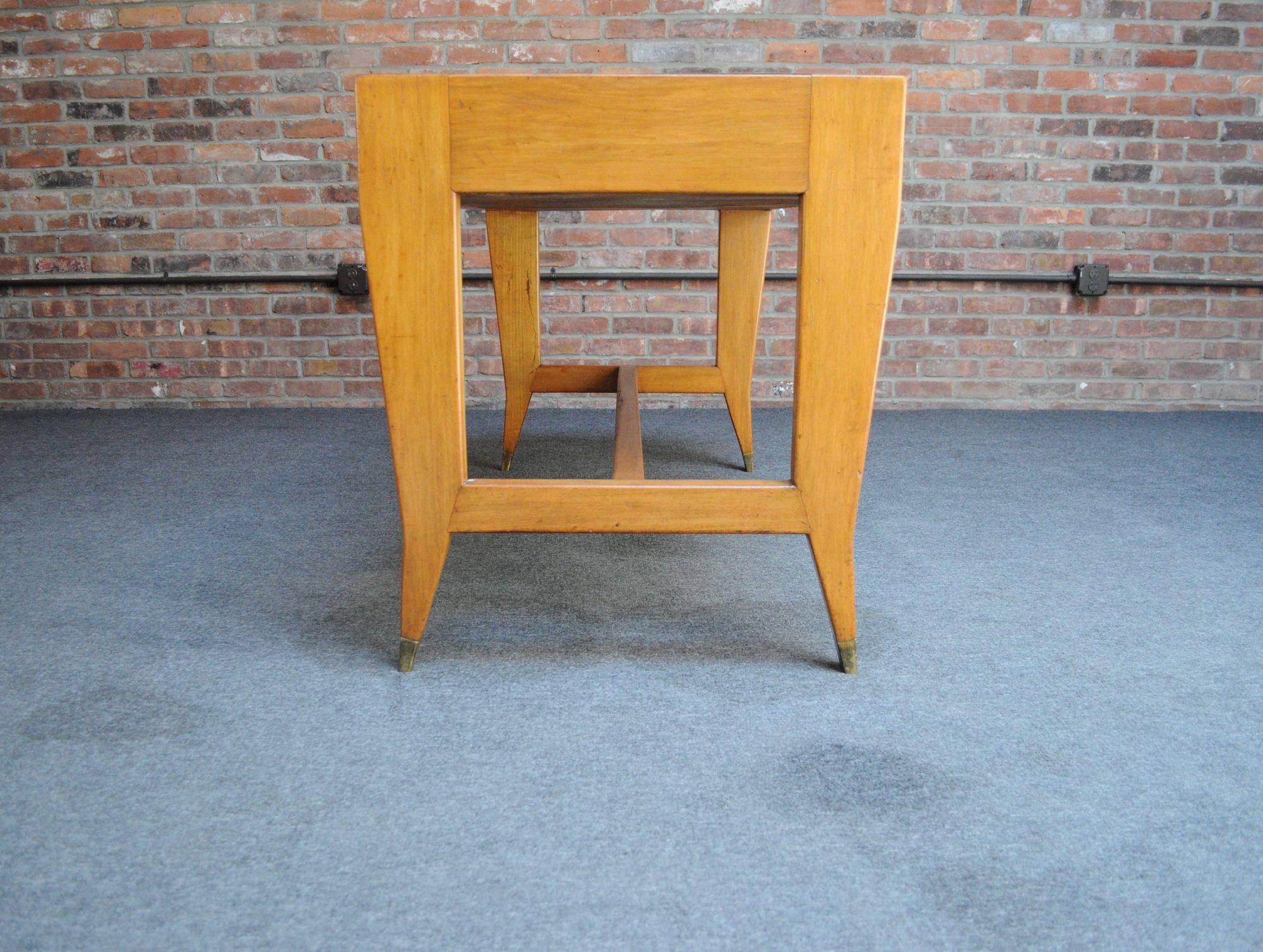 Mid-20th Century Vintage Gio Ponti BNL Writing Table / Desk in Italian Walnut, Beech and Brass For Sale