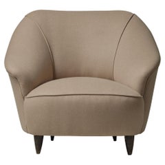 Vintage Gio Ponti Style Italian Club Chair in Wool and Wood, 1950s