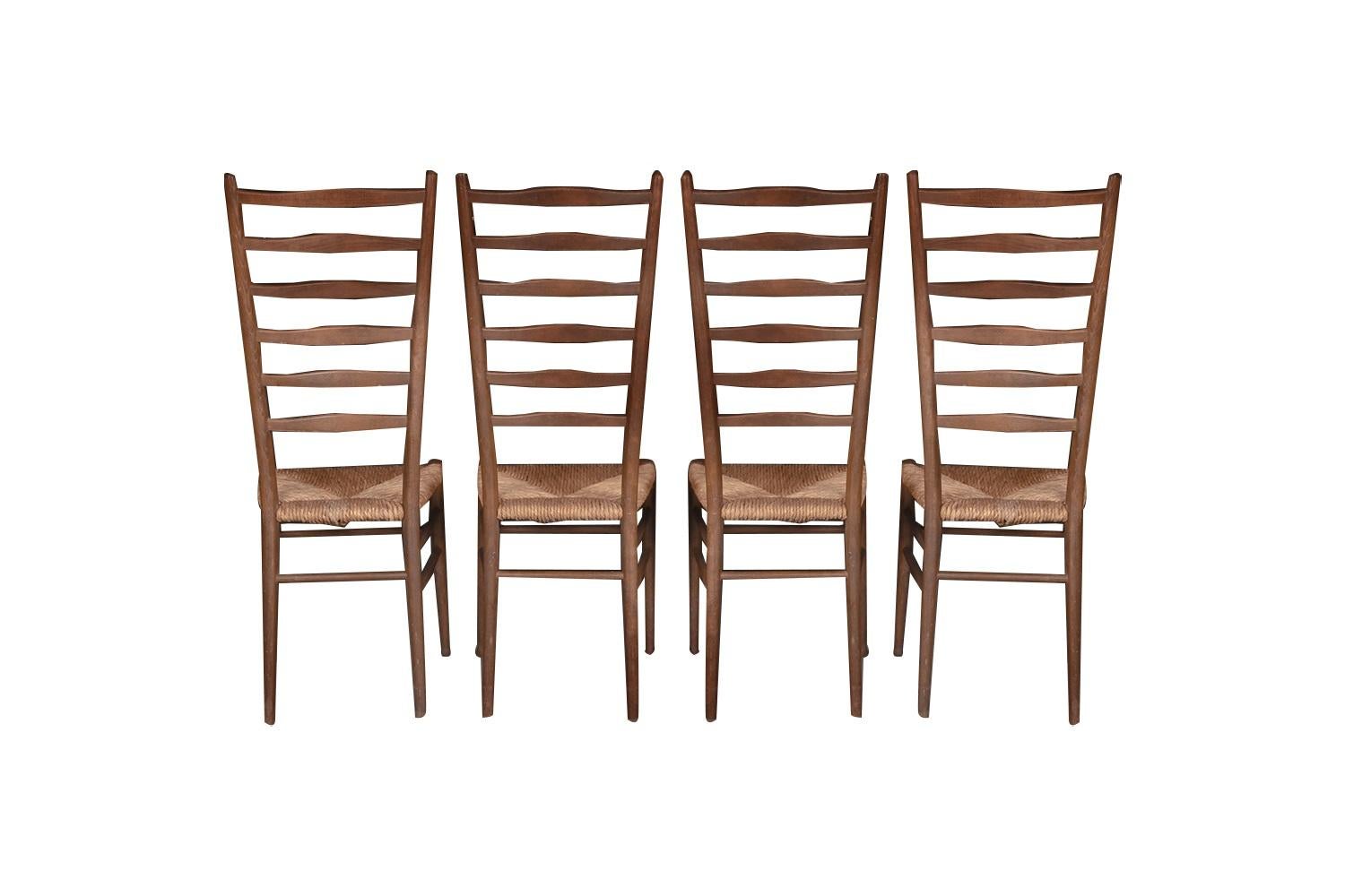 Vintage Gio Ponti Stil Italienisch Leiter zurück Stühle 4 (Mitte des 20. Jahrhunderts) im Angebot