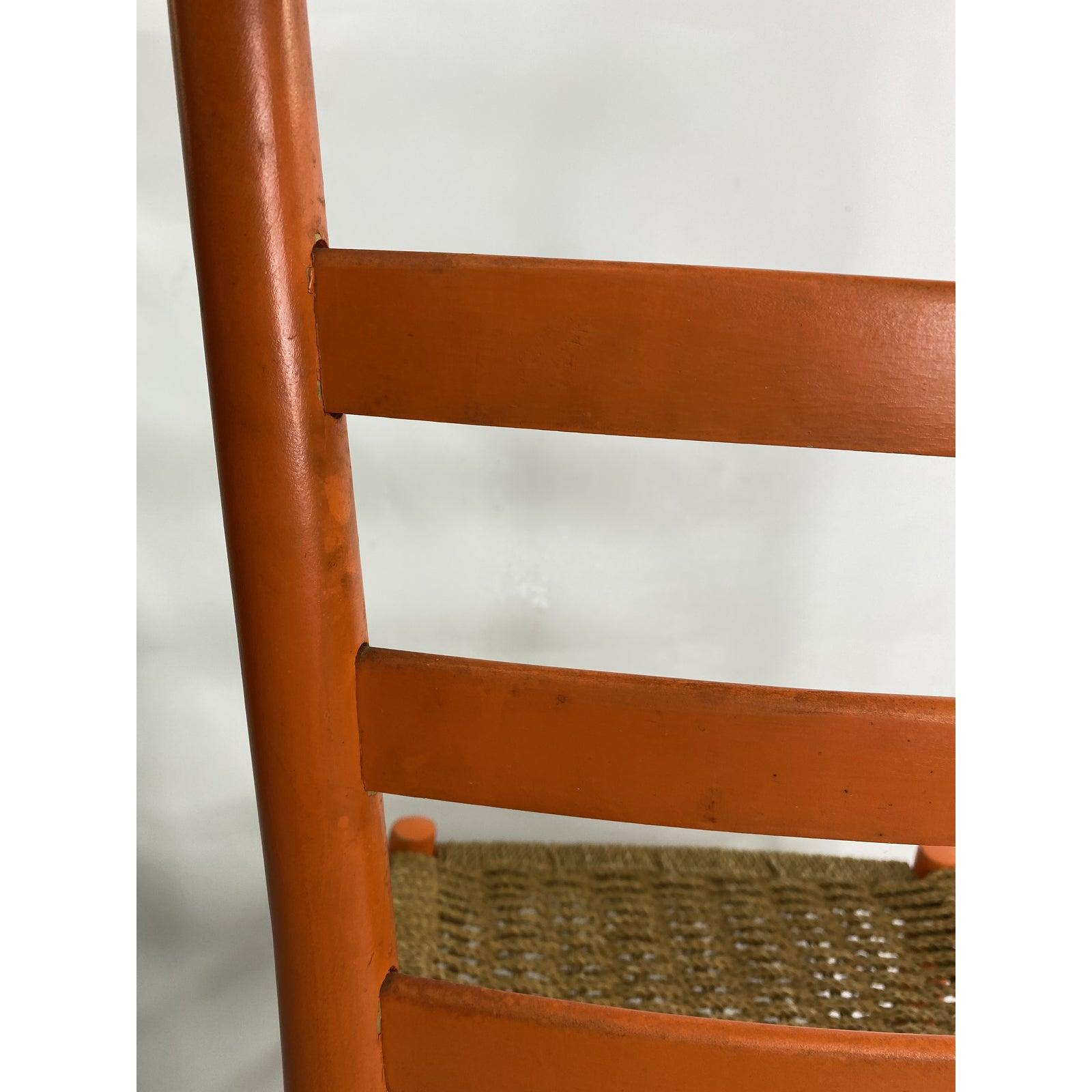 Wood Vintage Gio Ponti Style Orange Chair, Made in Italy For Sale
