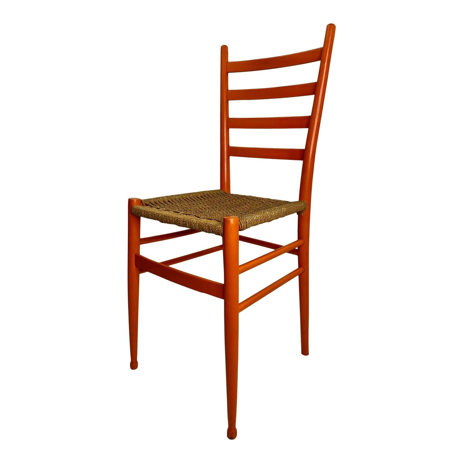 Vintage Gio Ponti Style Orange Chair, Made in Italy For Sale