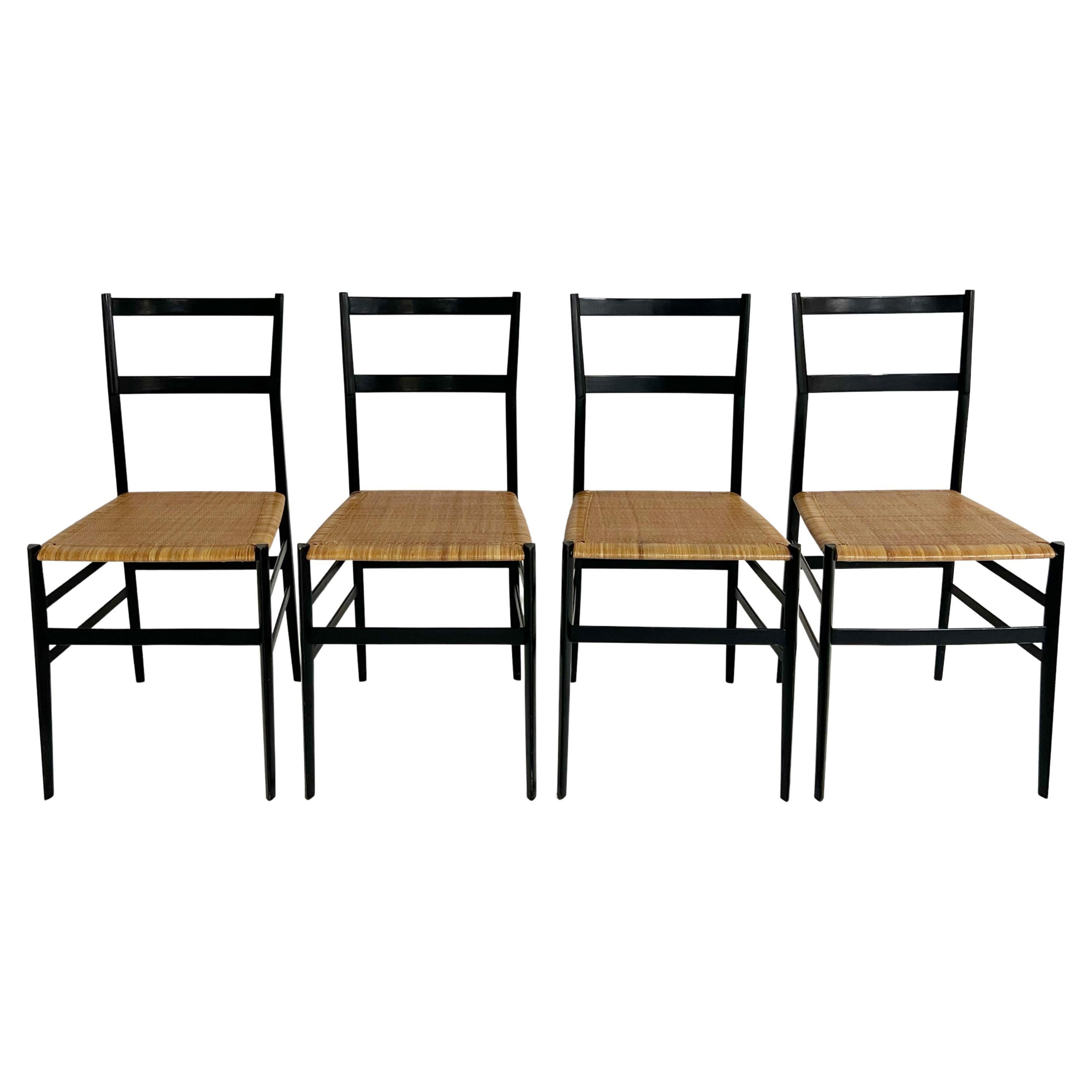 Vintage Gio Ponti Superleggera Dining Chairs, Set of 4