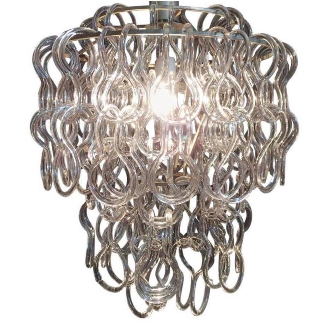 Vintage Giogali 50 Pendant Murano Glass Loop Chandelier In Excellent Condition For Sale In west palm beach, FL