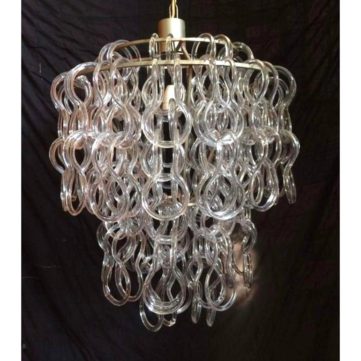 Late 20th Century Vintage Giogali 50 Pendant Murano Glass Loop Chandelier For Sale