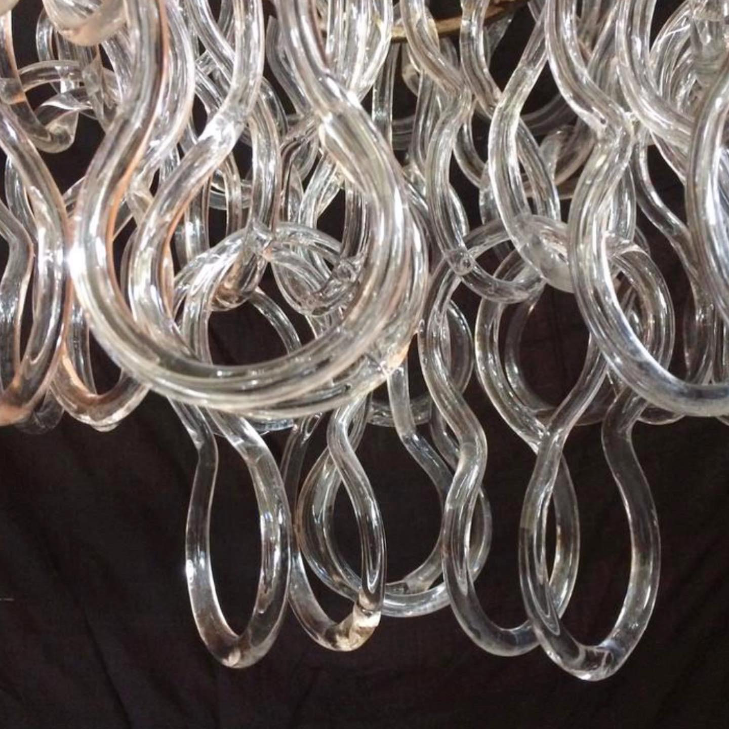 Vintage Giogali 50 Pendant Murano Glass Loop Chandelier For Sale 2