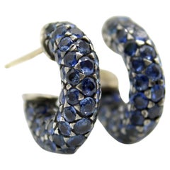 Vintage By Gioia, orecchini con zaffiro in oro 18 carati e argento, A. Silver