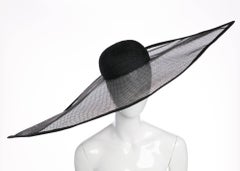Vintage Giorgio Armani Black Sculptural  Wide Brim Eye Hat