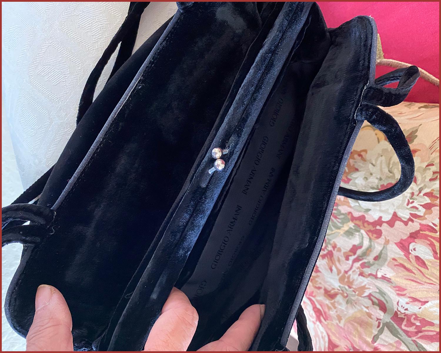 Vintage Giorgio Armani Black Velvet Handbag 1