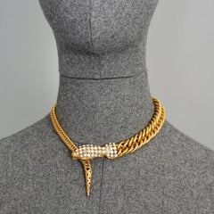 Vintage GIORGIO ARMANI Jewelled Snake Head Chain Necklace