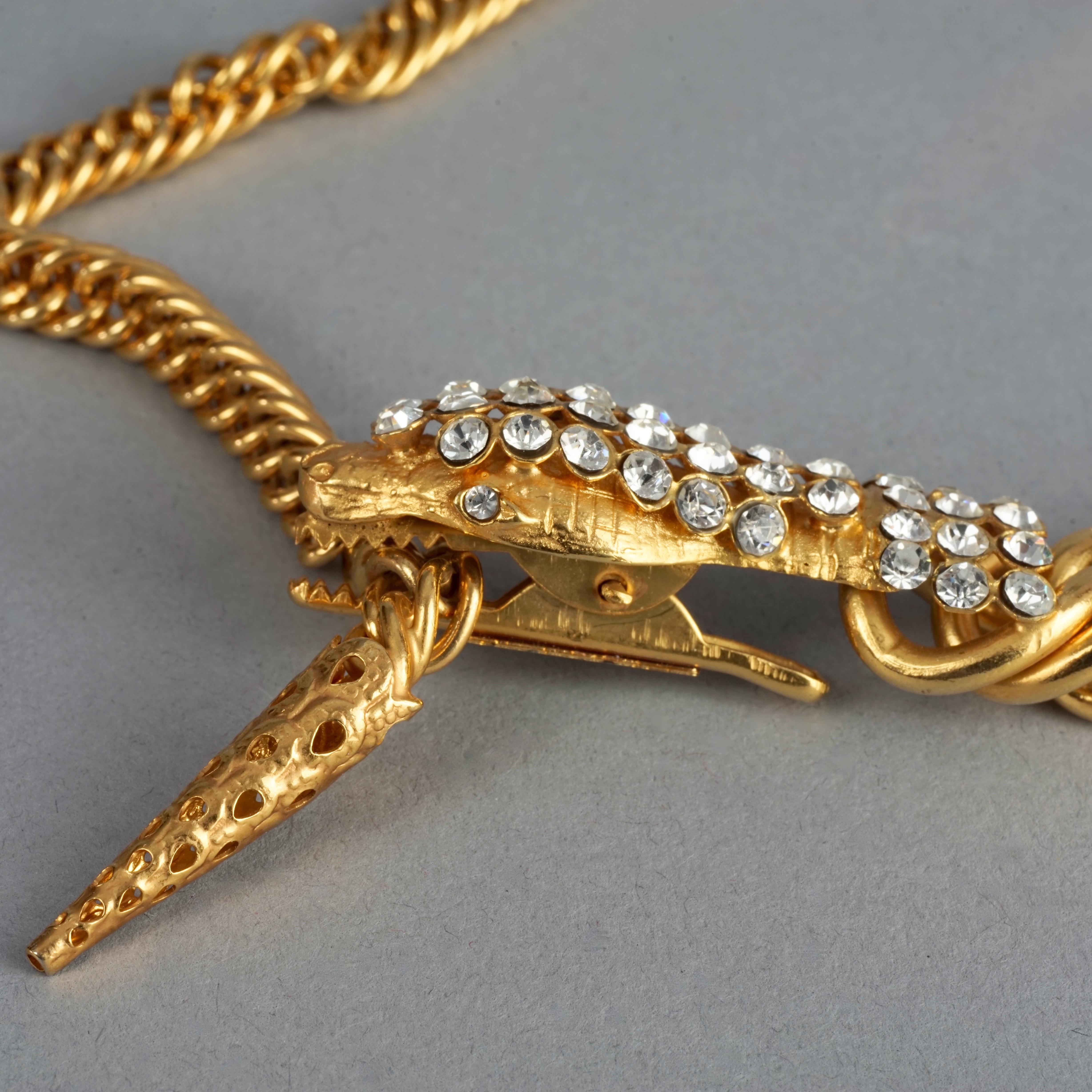 Women's Vintage GIORGIO ARMANI Jewelled Snake Head Chain Necklace