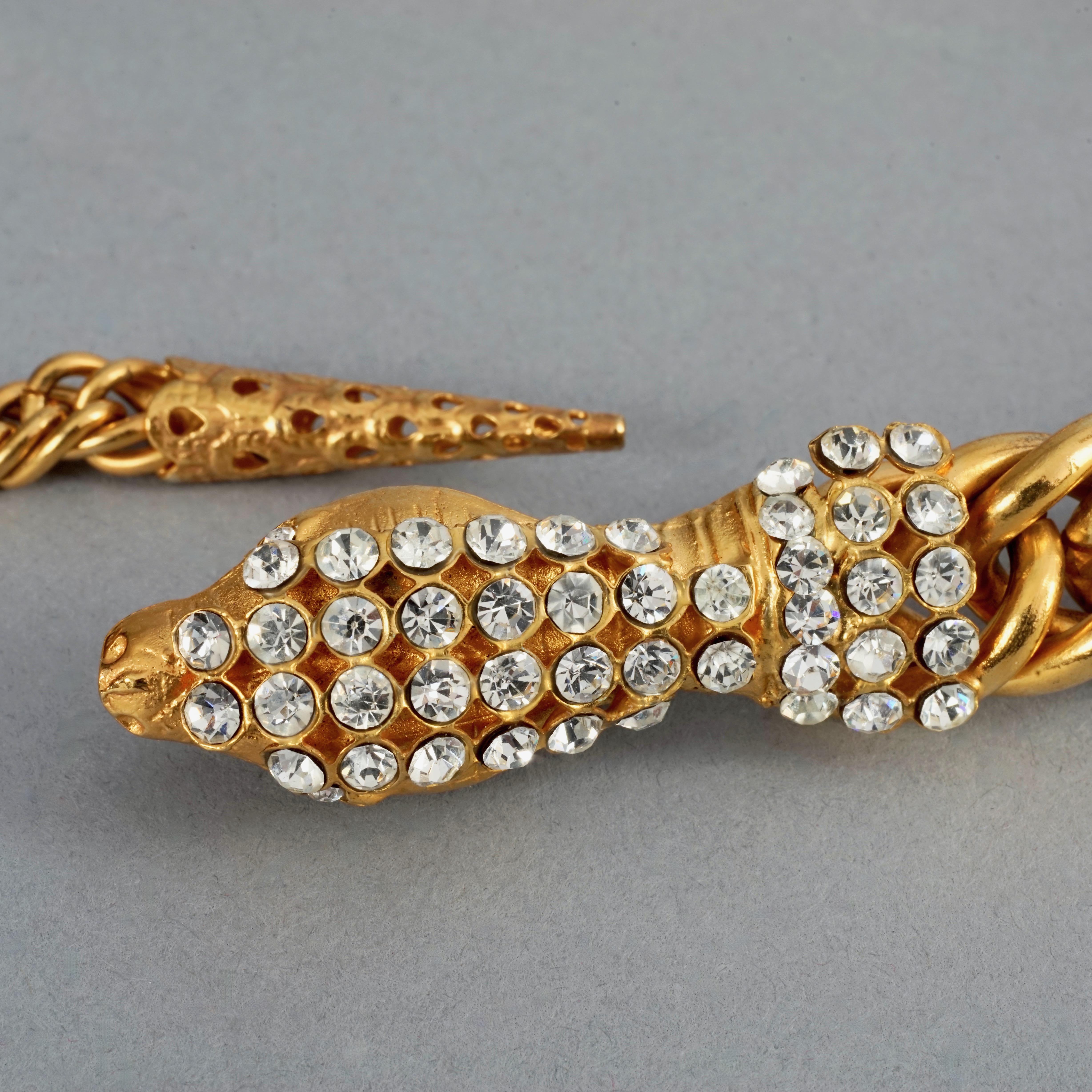Vintage GIORGIO ARMANI Jewelled Snake Head Chain Necklace 1
