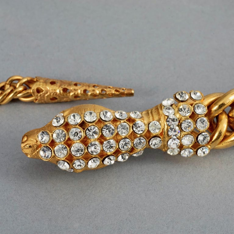 Vintage GIORGIO ARMANI Jewelled Snake Head Chain Necklace For Sale at ...