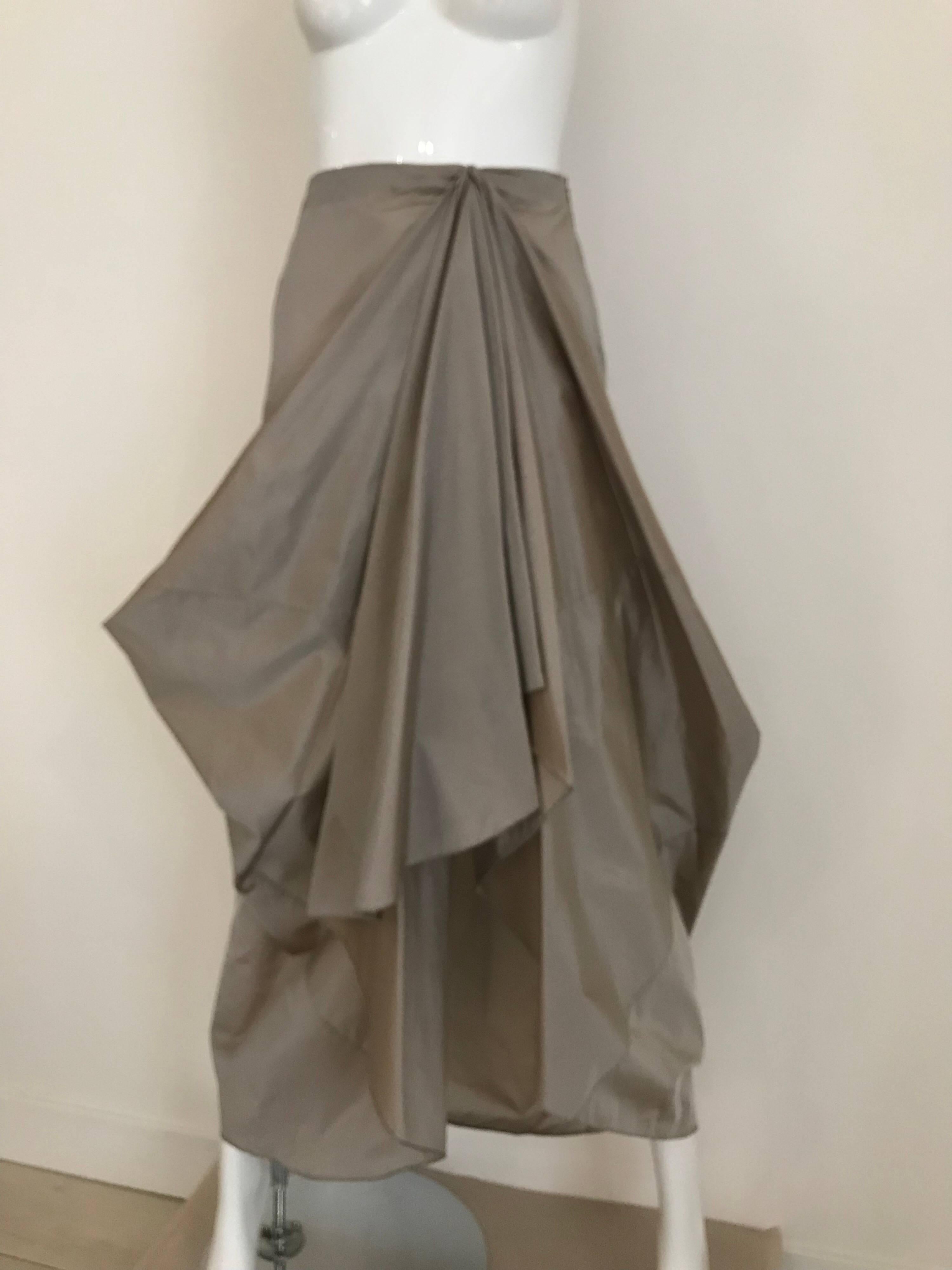 Brown Vintage Giorgio Armani Origami Pleat Silk Skirt
