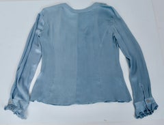Vintage Giorgio Armani Seidenbluse mit gerüschtem Kragen, Vorderseite und Manschetten