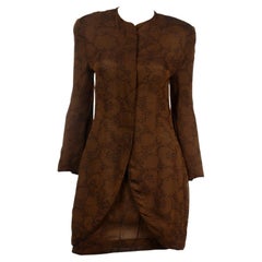 Vintage Giorgio Armani Silk Lined Textured Brown Skirt and Jacket Suit