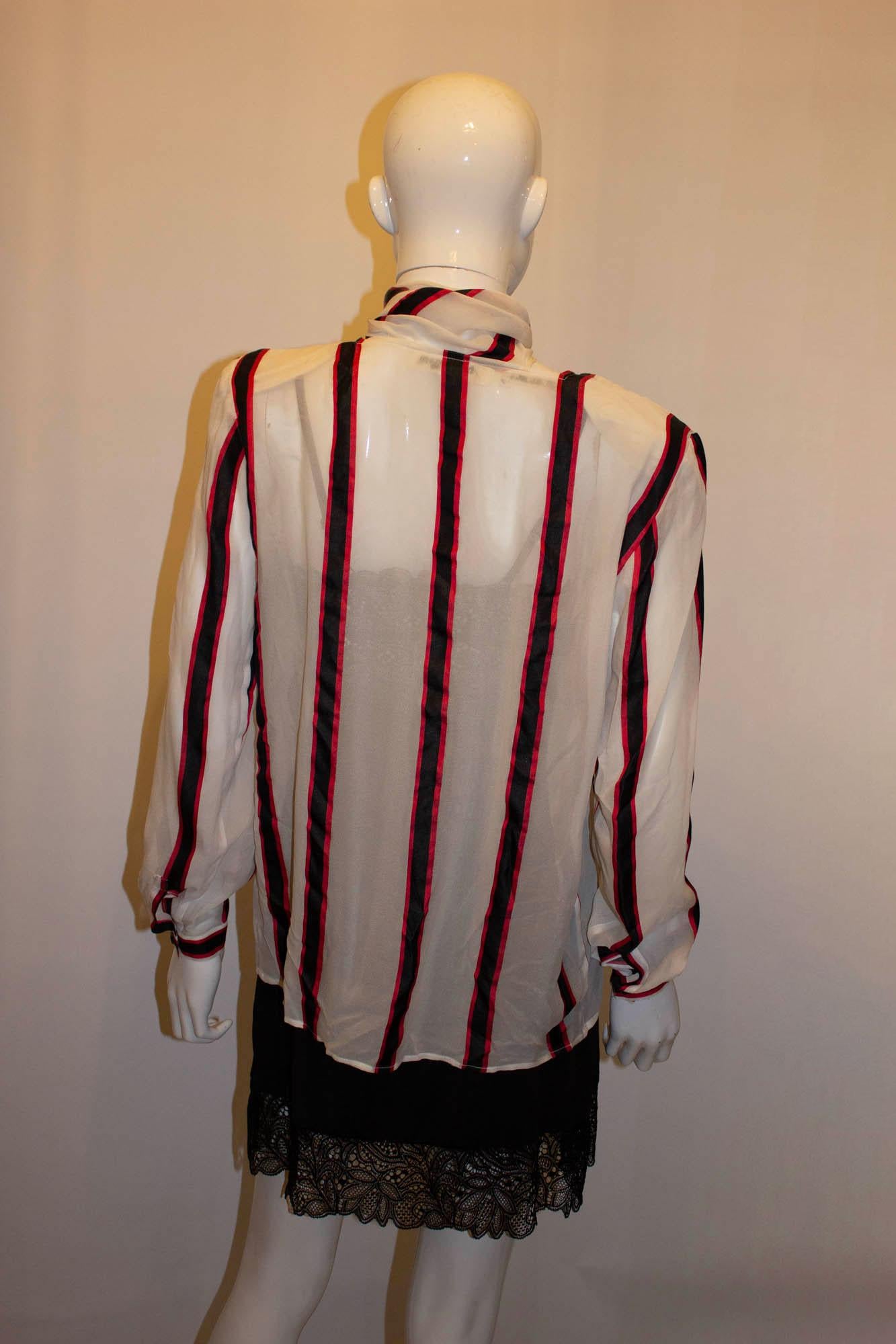 Women's or Men's Vintage Giorgio Armani Silk Stripe Blouse For Sale