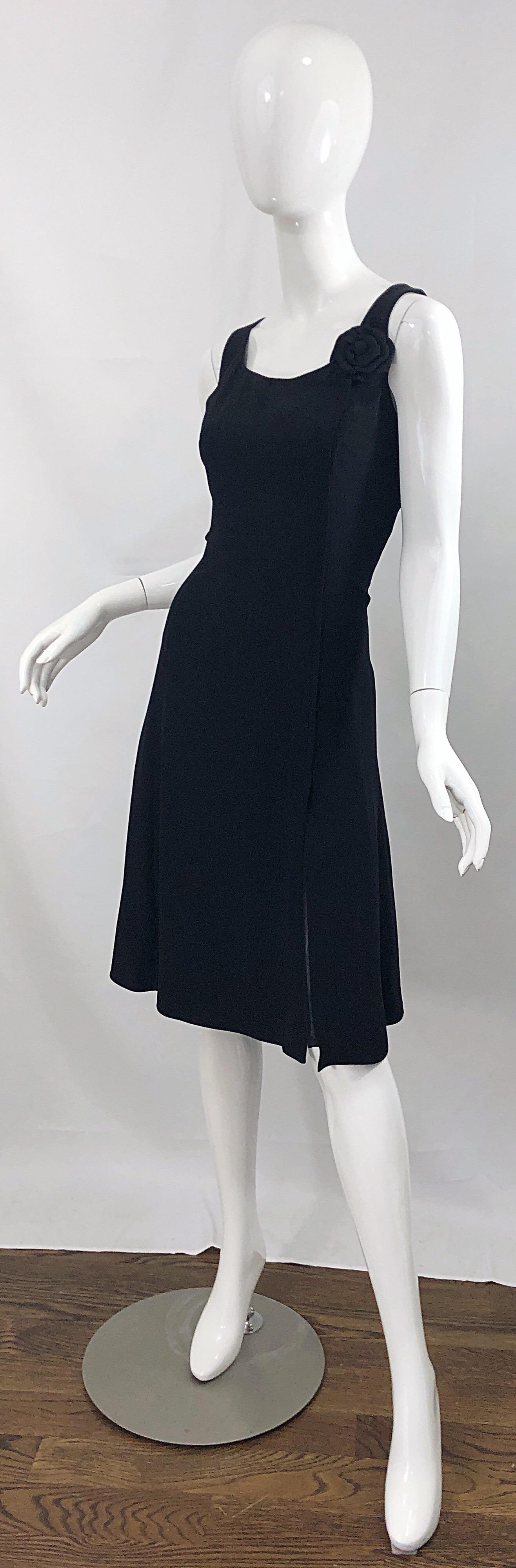 Vintage Giorgio Armani Size 12 / 44 Flirty Little Black Dress 90s In Excellent Condition In San Diego, CA