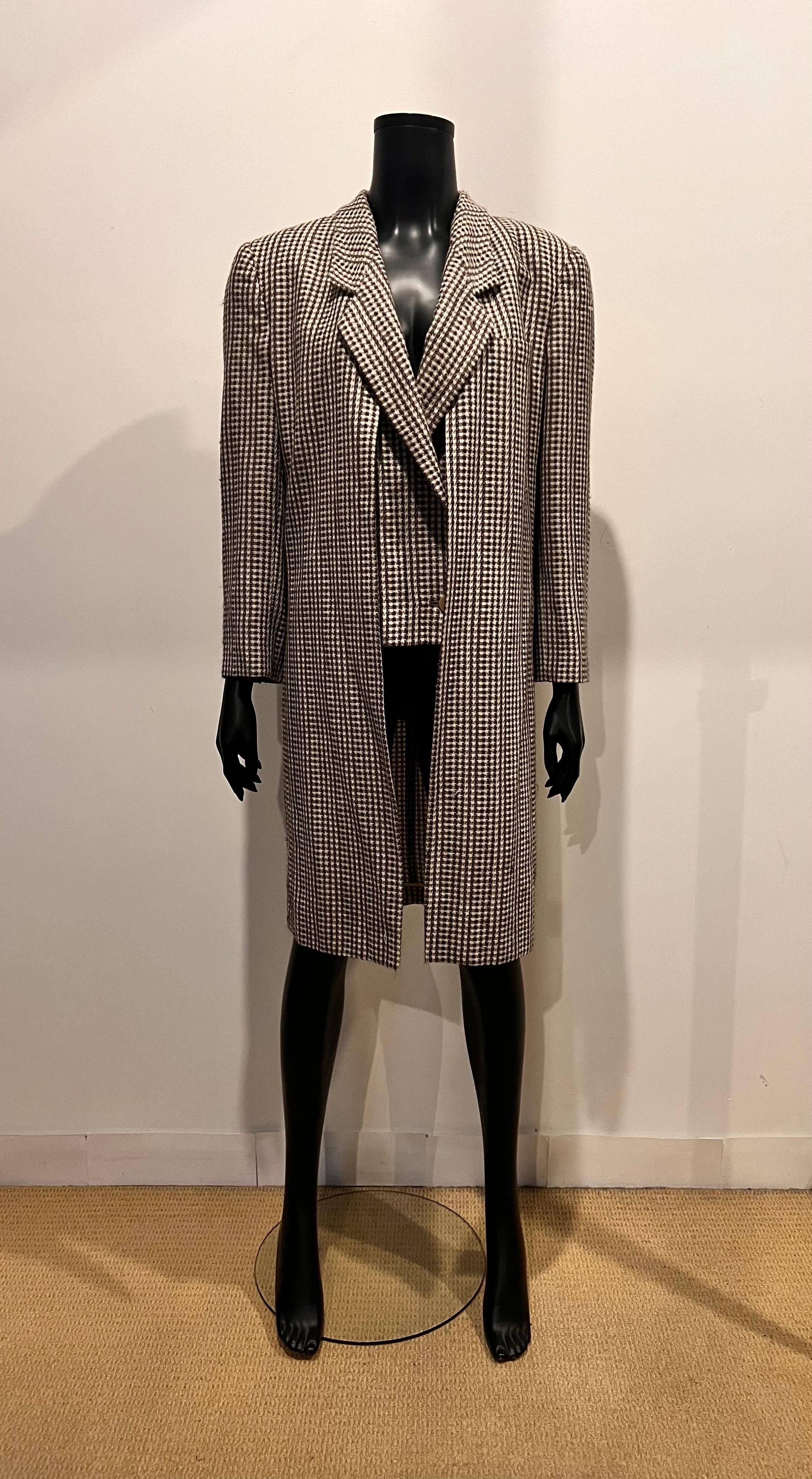 Black VINTAGE GIORGIO ARMANI Tweed Coat With built in  Waistcoat